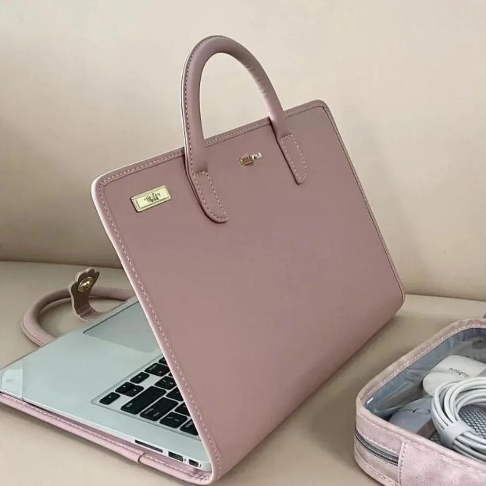 Tejesa PU Laptop Sleeve Pink with Handle Laptop Bag /Laptop Protective Case for For Macbook/Lenovo/Xiaomi/Huawei