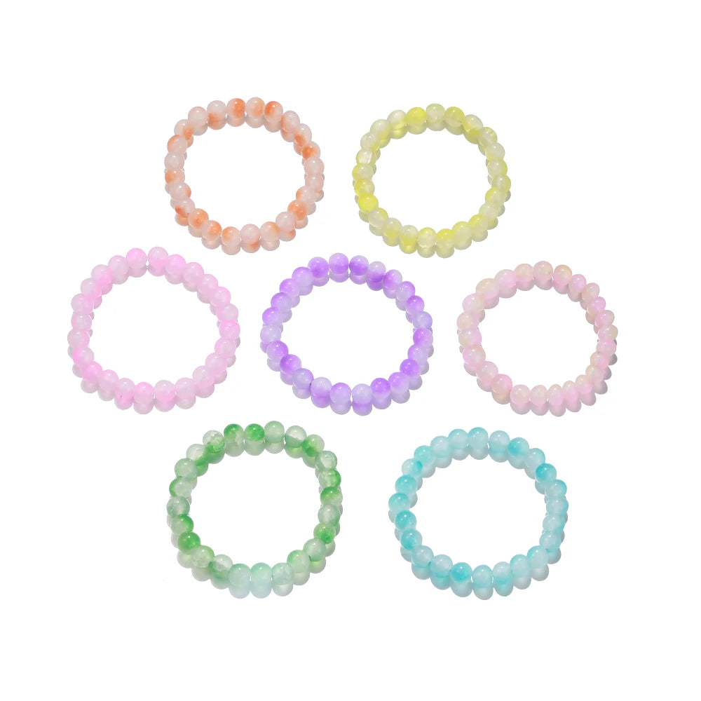 7Pcs/set Handmade Colorful Glass Beaded Bracelet for Sisters Girls Friendship Party Birthday Jewelry Gift