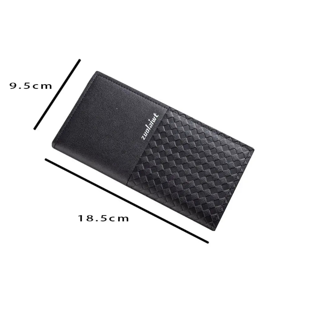New PU Leather Long Wallet Multiple Slots Thin Men Wallet Coin Purse Men