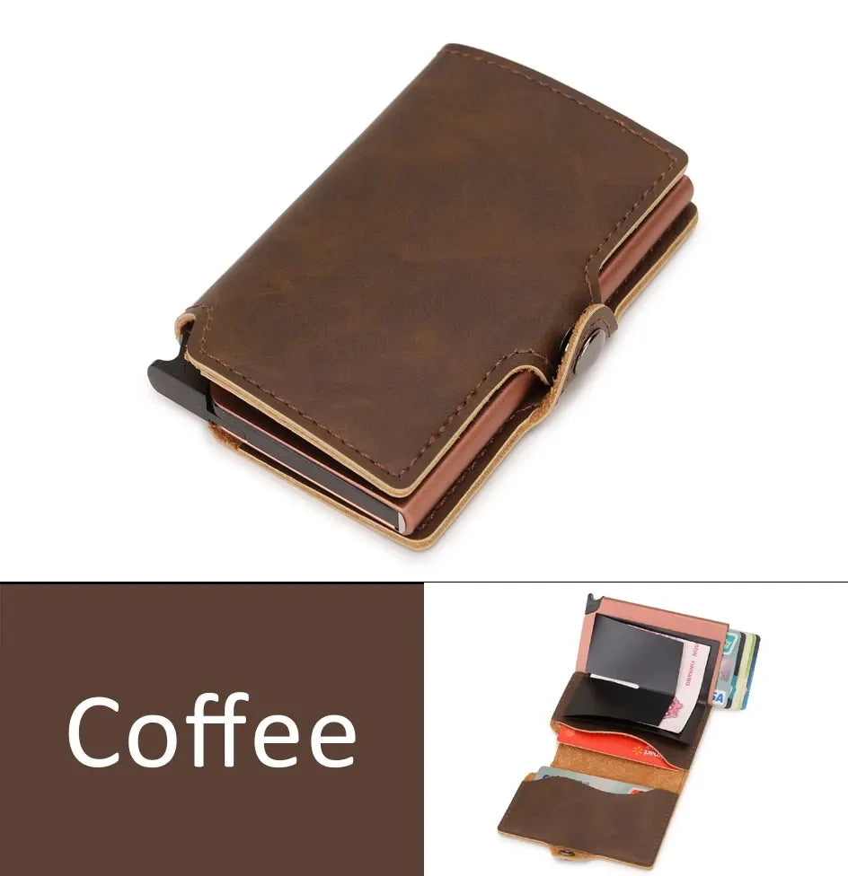 New Minimalist Male Leather Wallet RFID Protection Pop-up Card Holder Hot Christmas Gifts For Woman Purse Money Clip