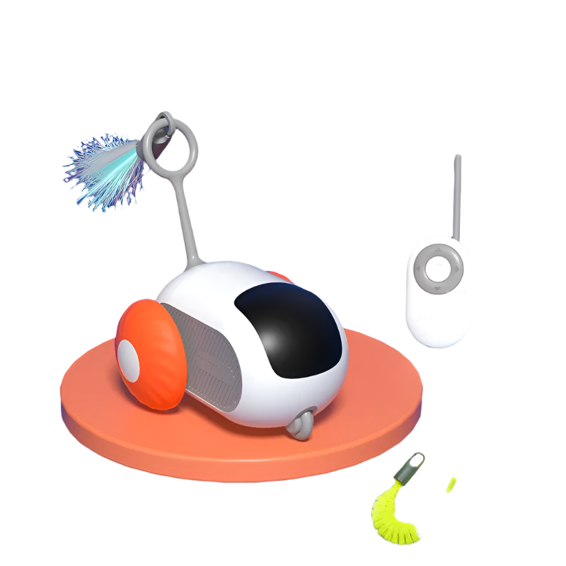 Hemasa Smart Sports Cat Toys With Remote Control Electric Car Toys Rechargeable Cat Teasing Car Toy Indoor Feather Interactive Cat Toys
