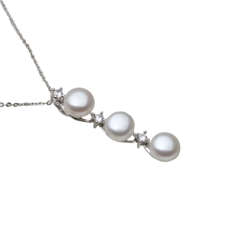 Hemasa  Multicolor Pearl pendant Freshwater Three beads pendant Necklace  for women wedding party Daily gift