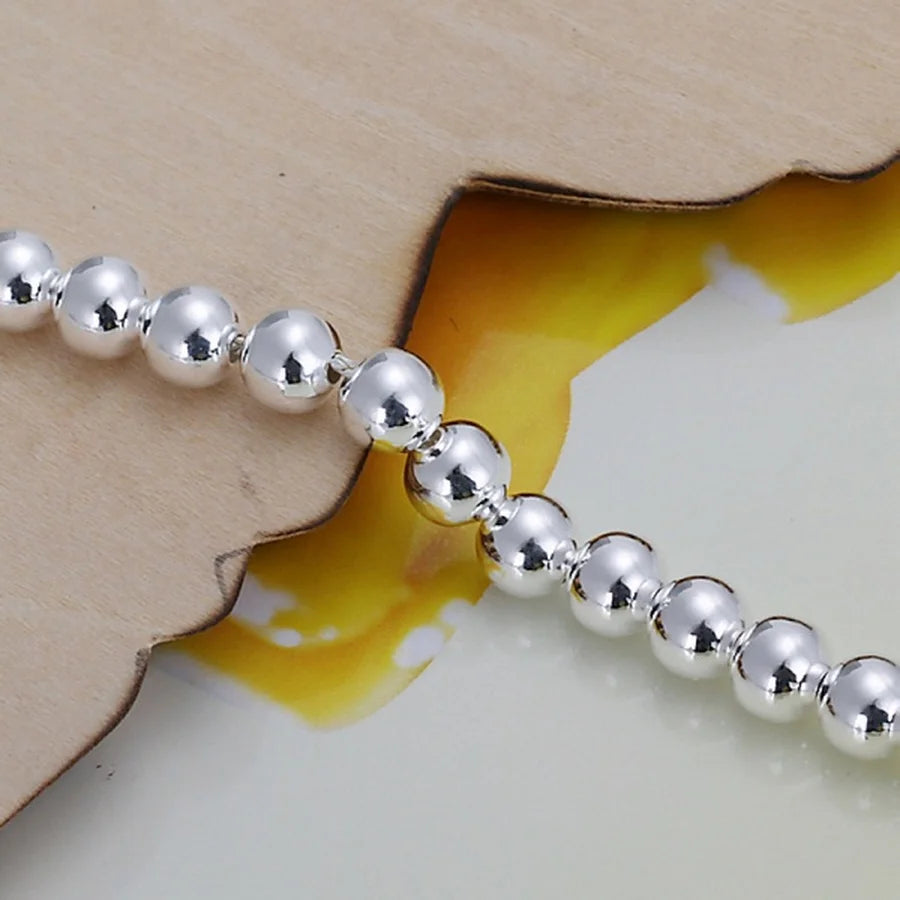 925 Sterling Silver Bracelets Fashion Jewelry Charm Women Chain Lady Wedding 6mm Beads Chain Factory Price Free Shipping