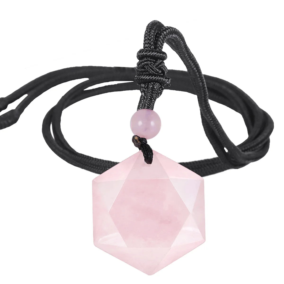Hemasa Obsidian Hexagram Charm Rope Chain Necklace for Women