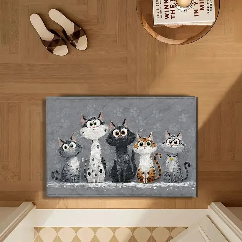 Tejesa Gray Colour Cute Kitten Doormat/ Welcome Mat /Kitchen Rug /Carpet For Live Room Rug For Bedroom Bedside Floor Mat Home Dec