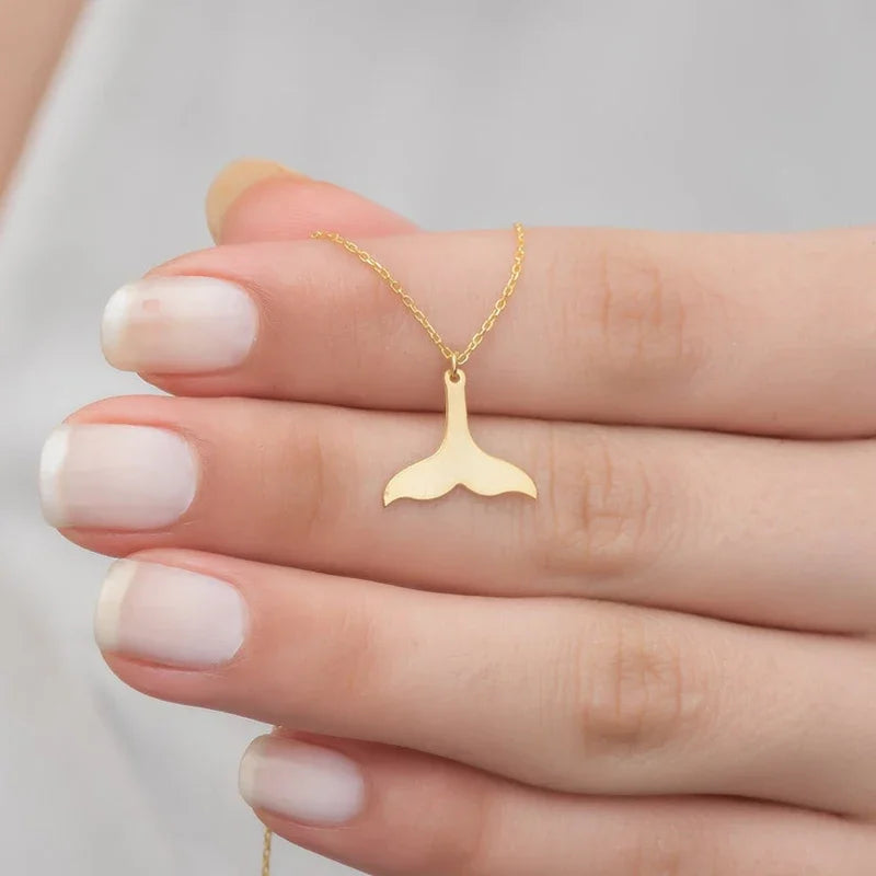 Hemasa Stainless Steel Fish Tail Pendant Choker Necklaces For Women Wedding Party Gifts