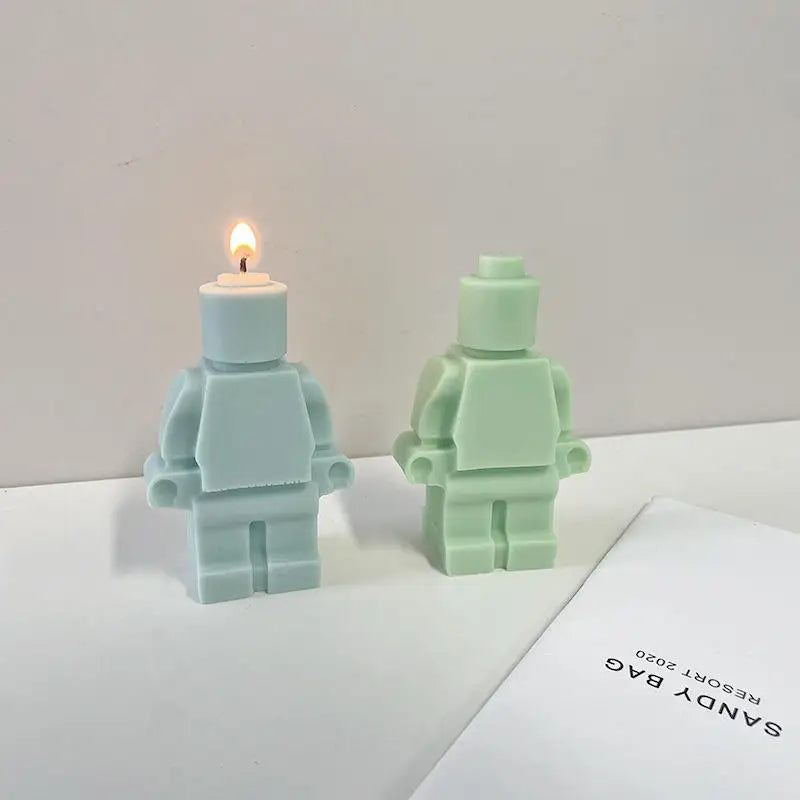 B0016 Home Decoration Christmas Gifts Craft Supplies DIY Lego Animal Cute Robot Silicone Candle Mold