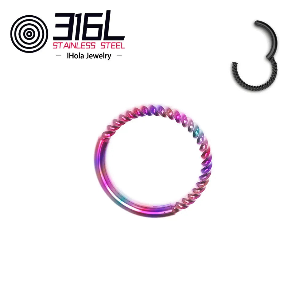 316L Medical Stainless Steel Body Piercing Jewelry Various Specifications Twist Nose Ring Earrings