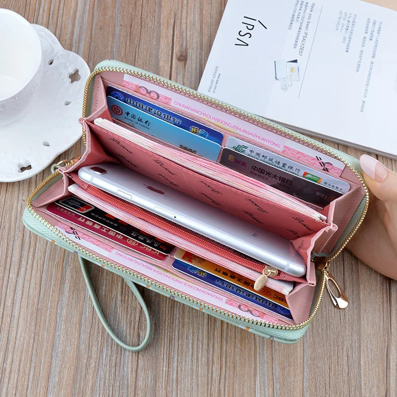 Purses for Women Fashionable Long Women's Zipper Wallet with Multiple Card Slots