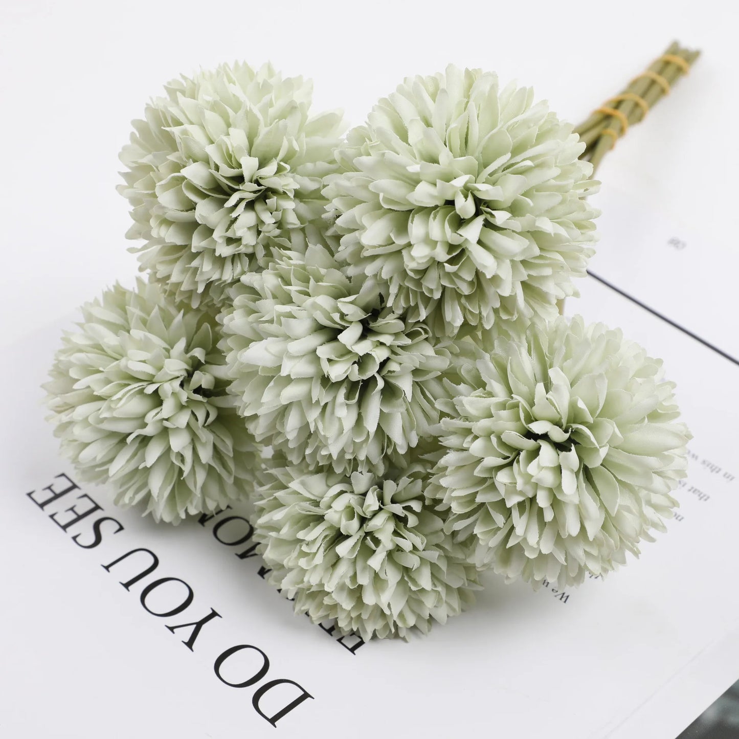 Tejesa 10 Pcs Artificial Flowers Faux Ball Chrysanthemum Bouquet Silk Wedding Bridal Bouquet For Home Garden Party Decoration