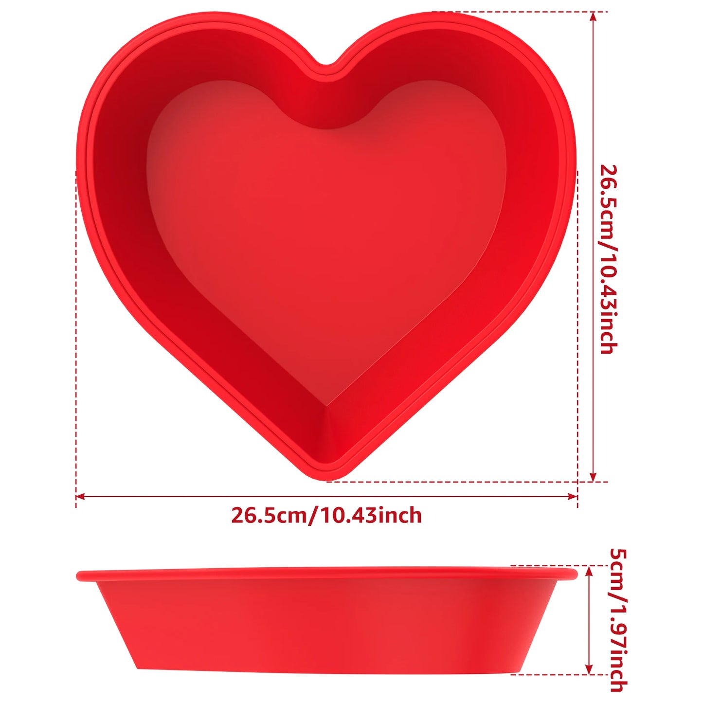 Tejesa 3Pcs Heart Shape Cake Pans 10 Inch Silicone Cake Molds BPA Free Cake Baking Tray Reusable Cake Baking Pans Nonstick Cheesecake