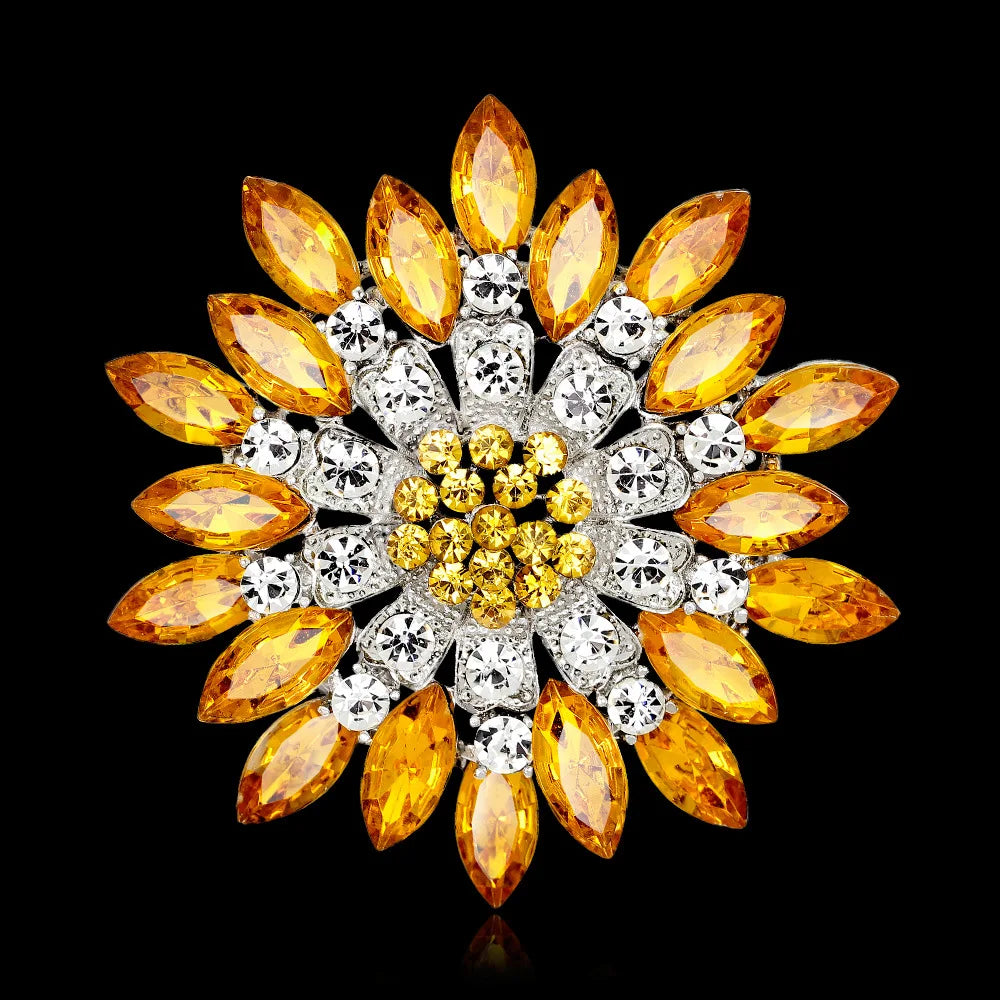 Sunflower Women's Brooch Jewelry New Fashion Retro Fashion Flower Brooch Crystal Rhinestone Jewelry Wedding Date Party Gifts