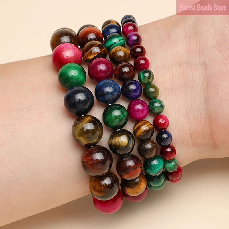 Mixed Color Tiger Eye Bracelets Women Fashion Charm Yoga Energy Meditation Strand Bangles Wrist Jewelry Pulseras 6/8/10/12mm