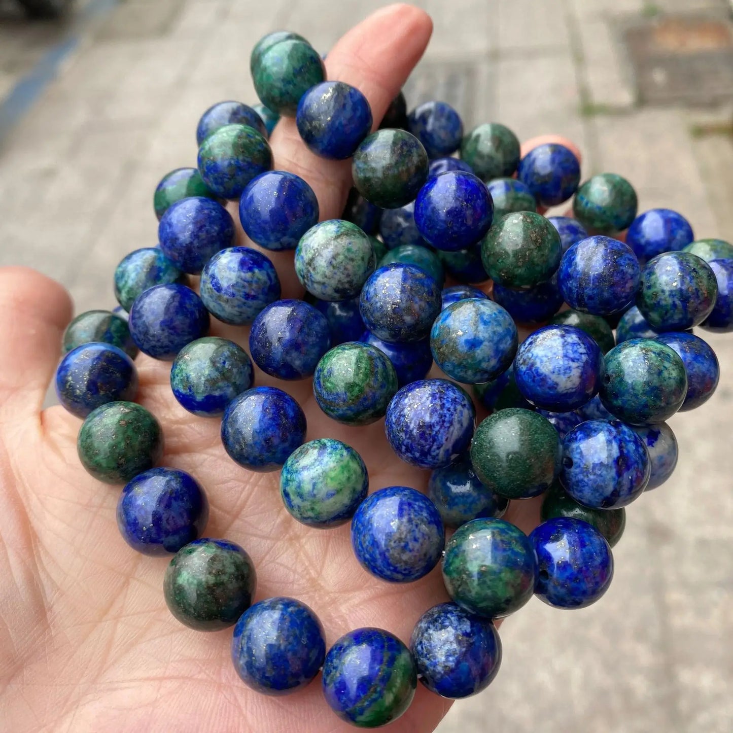 Azurite Natural Stone Bead Bracelet For Men Women Blue Malachite Energy Crystal Aura Healing Yoga Elastic Couple Jewelry