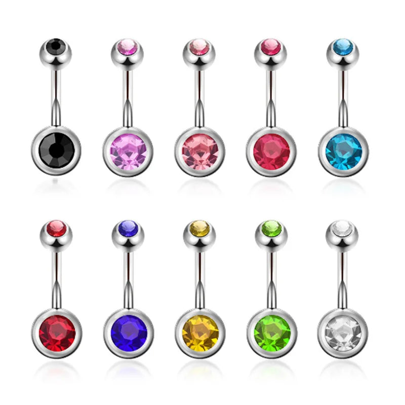 1PC G23 Titanium Piercing Belly Button Rings Navel Nombril 5A Round Two-headed Zircon Internal Thread Nail Piercing Sexy Jewelry