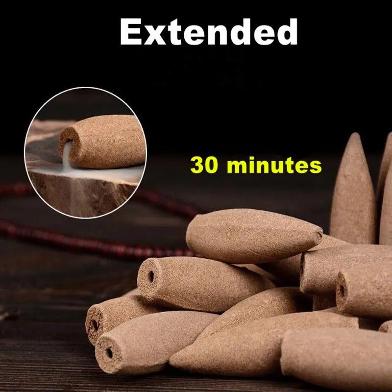 Hemasa Oversized 30 Minutes Smoke Backflow Tower Incense Cones Gift Hardcover Agarwood Wormwood Sandalwood Incense with Burner Holder