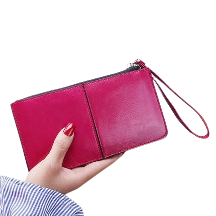 Hemasa Women's Leather Zipper Handbag Bank Large Capacity  Wallet Wrist Strap /Simple Bag Card Holders Wallets