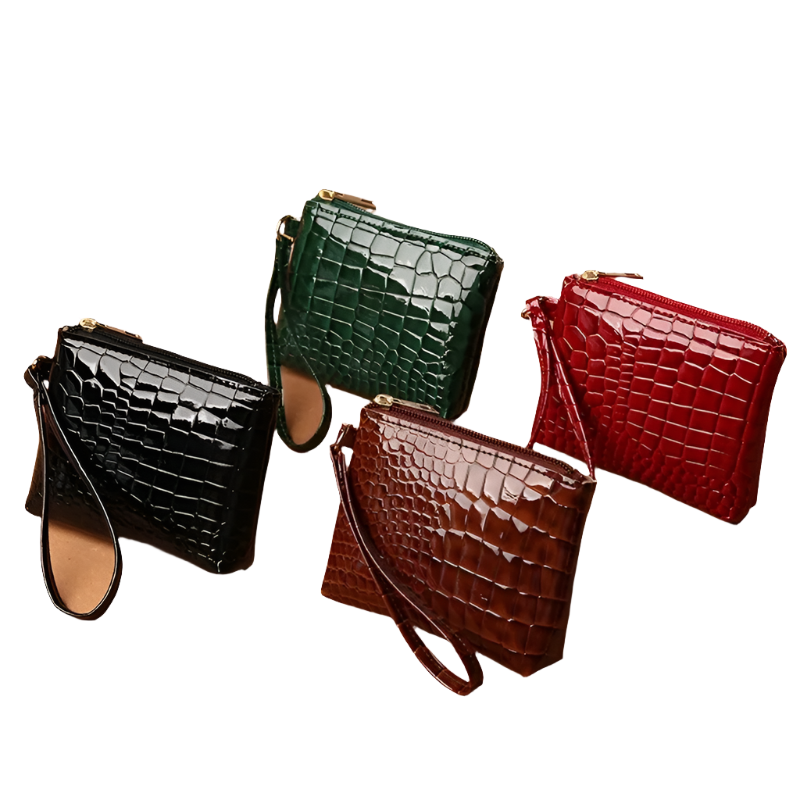 New Mini Women's Wallet Crocodile Pattern Short Zipper Wrist Small Coin Bag Fashion Pu Leather Ladies Card Holder Coin Purse