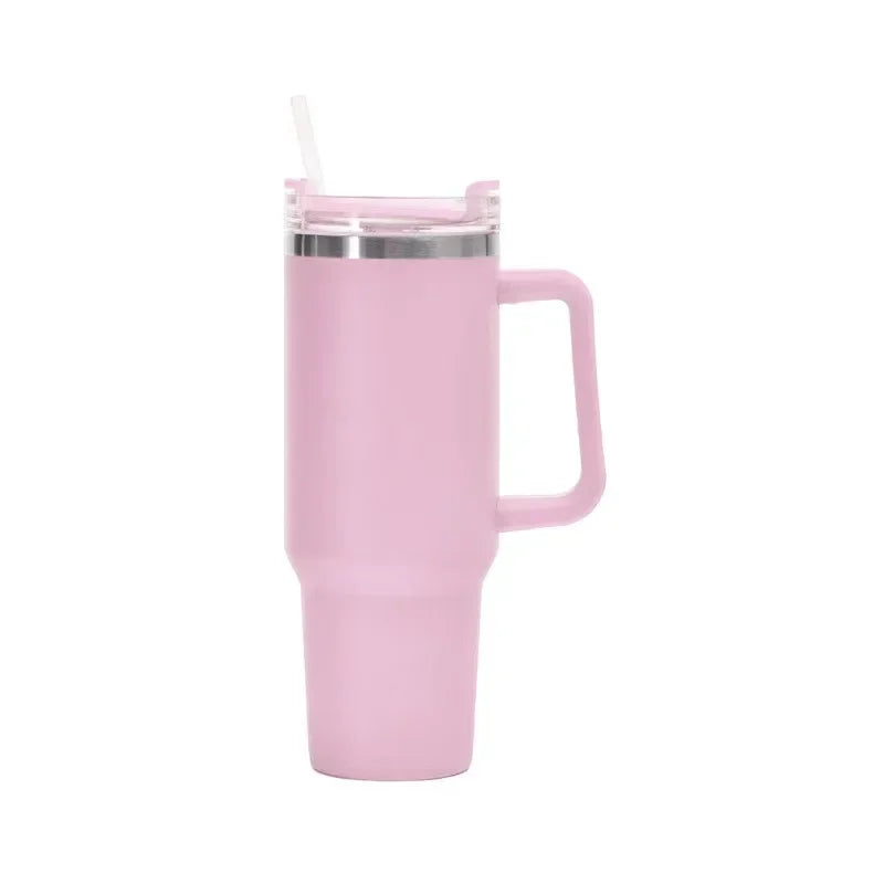 Hemasa 40oz Stainless Steel Water Bottle Car Coffee Mug Personalized Tumbler with Handle Lid Straw Vacuum Thermos Cup