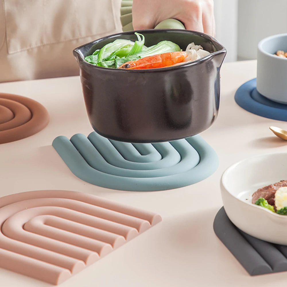 Rainbow Shape Tableware Mat /Silicone Heat insulation Pad/ Tableware Placement Stackable Coffee Cup Coasters