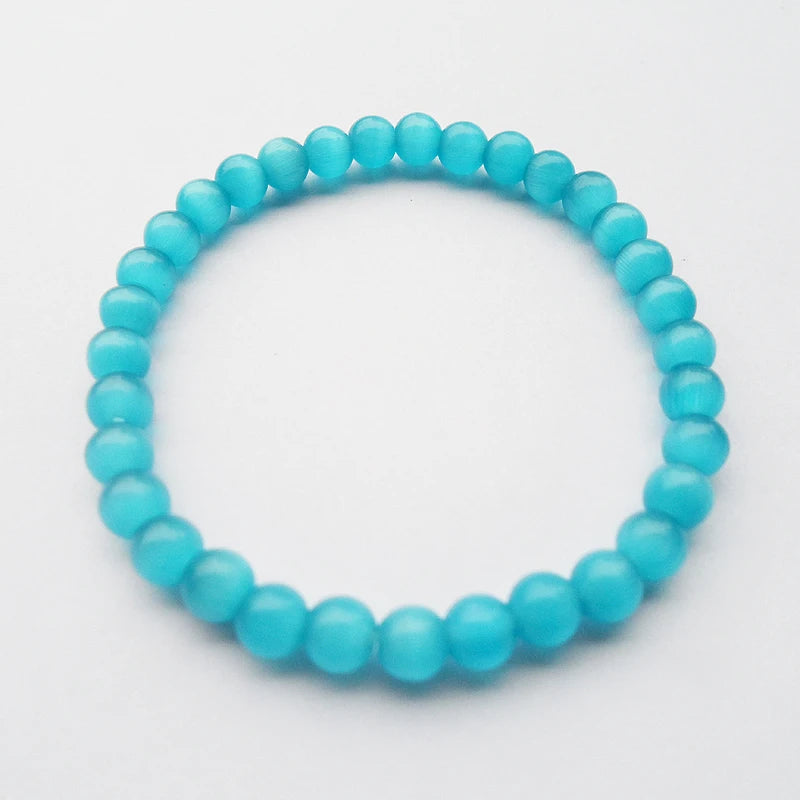 official-website tiki по 1 грн все Natural DIY 6MM Blue Cats Eye Bracelet Women Semi Precious браслет Beaded Pulseras Jewelry