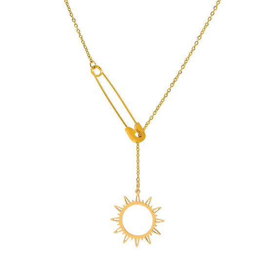 Hemasa Stainless Steel Necklaces New Popular Sun Flower Pendants Pins Design Choker Clavicle Chain Ladies Necklace For Women Jewelry