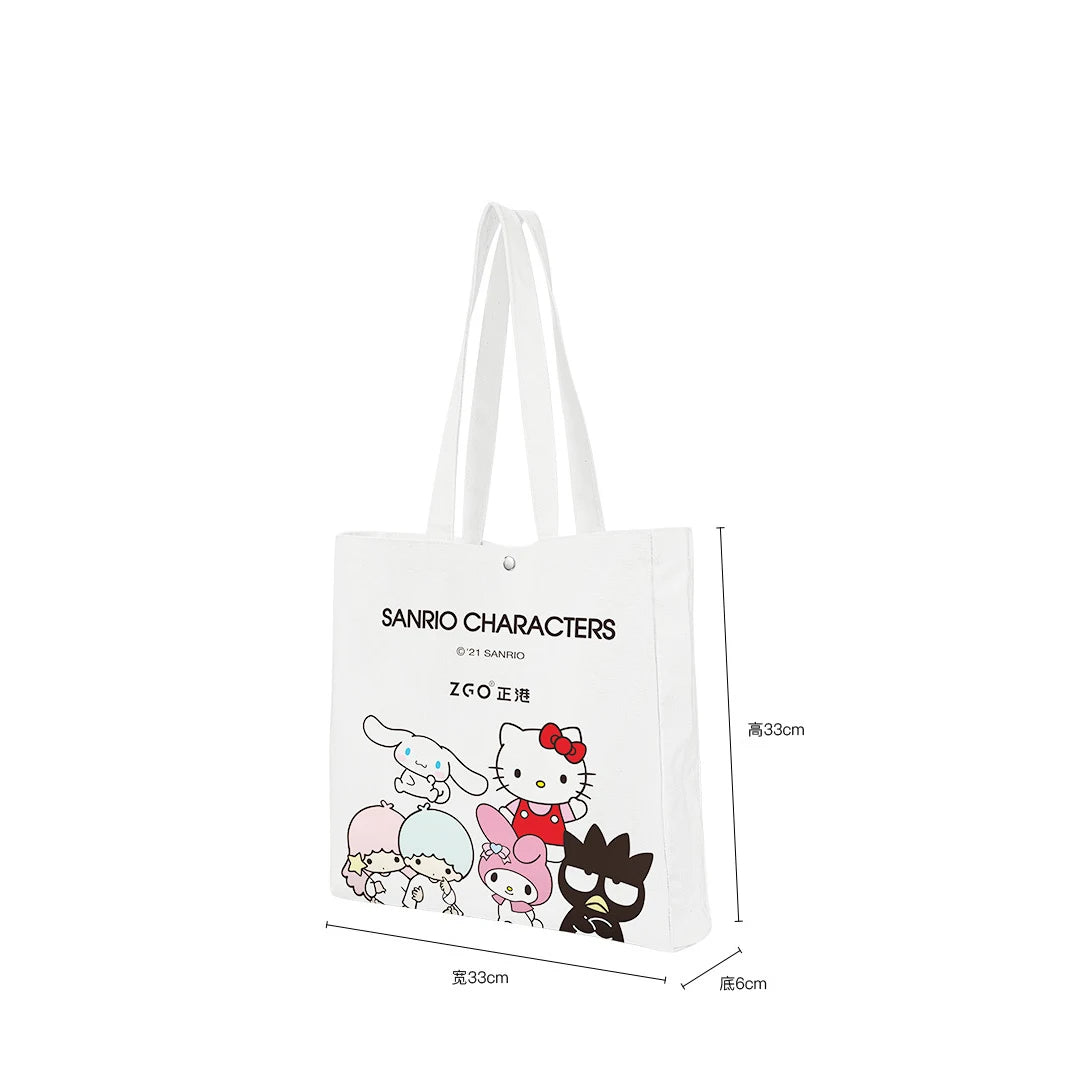 Sanrio Canvas Bag Cartoon Pure Cotton Hello Kitty Shopping Bag Cinnamoroll Tote Bag Student Storage Bag One Shoulder Cotton Bag