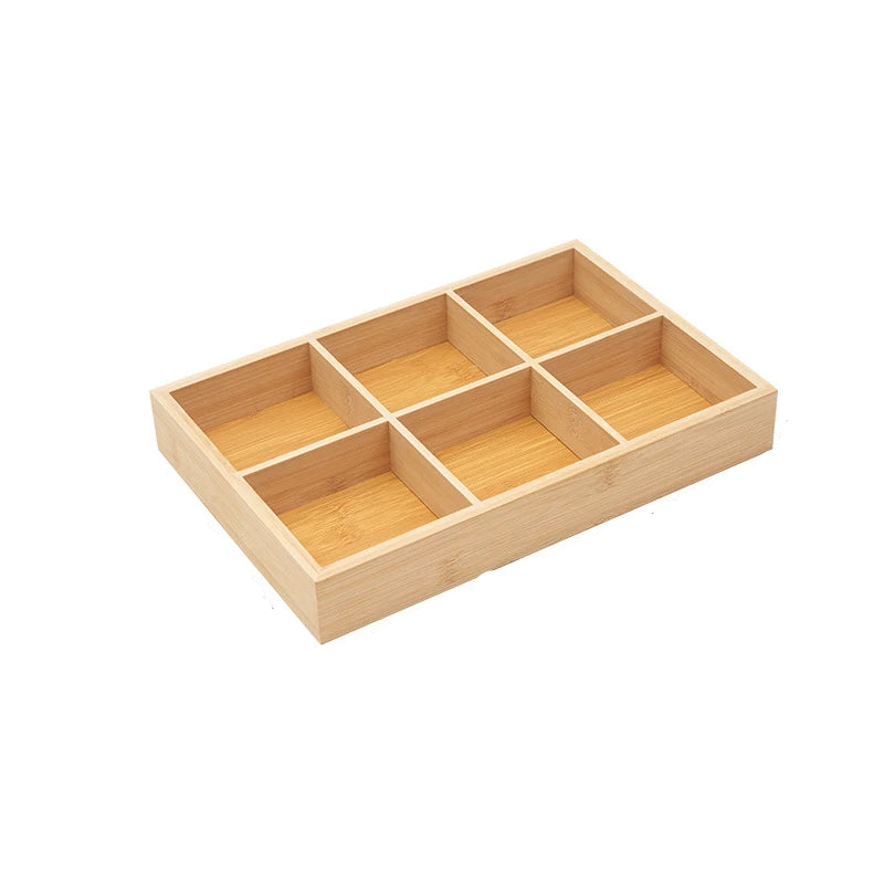 Tejesa Rectangular 6-compartment food tray & square 9 grid wood tableware snack plate sauce platter hot pot restaurant tray