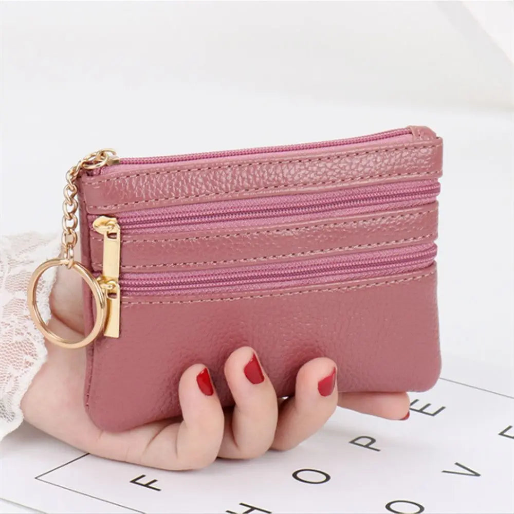 Hemasa Women Wallet Clutch Three Zip Female Short Small Coin Purse / Soft Mini Card Holder Wallet Money Bag