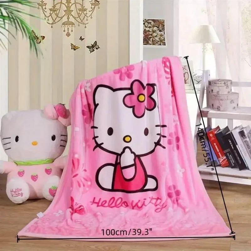 Hemasa Hello Kitty Soft Fluffy Blanket / Cartoon Cute Plush Blanket for Girls