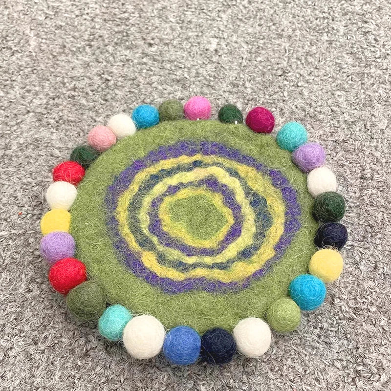 Round Felt Coaster Insulation Mat Wool Absorption Insulation Pads Heat-Resistant Cup Coasters Drink Coasters Kitchen Home Decor