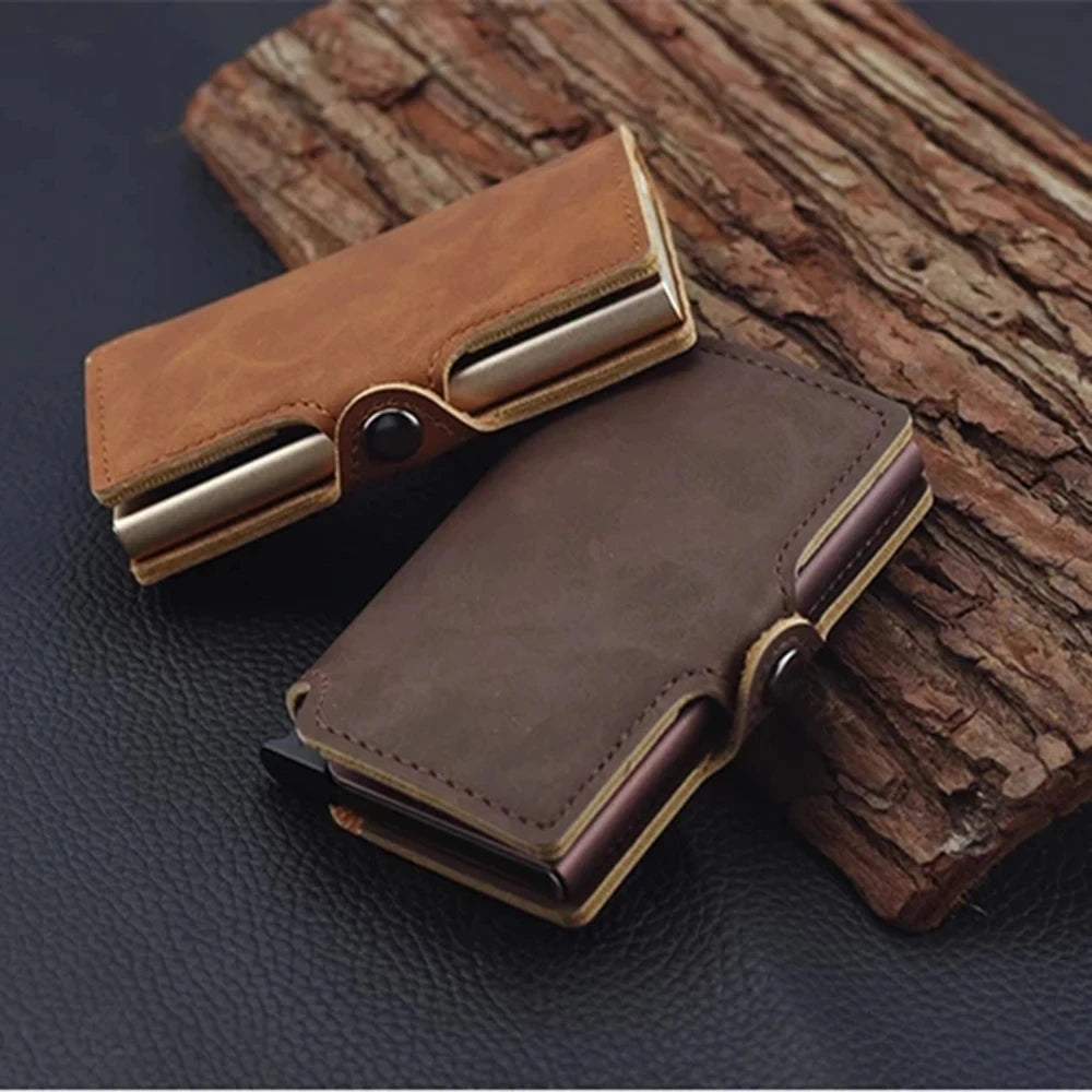 New Minimalist Male Leather Wallet RFID Protection Pop-up Card Holder Hot Christmas Gifts For Woman Purse Money Clip