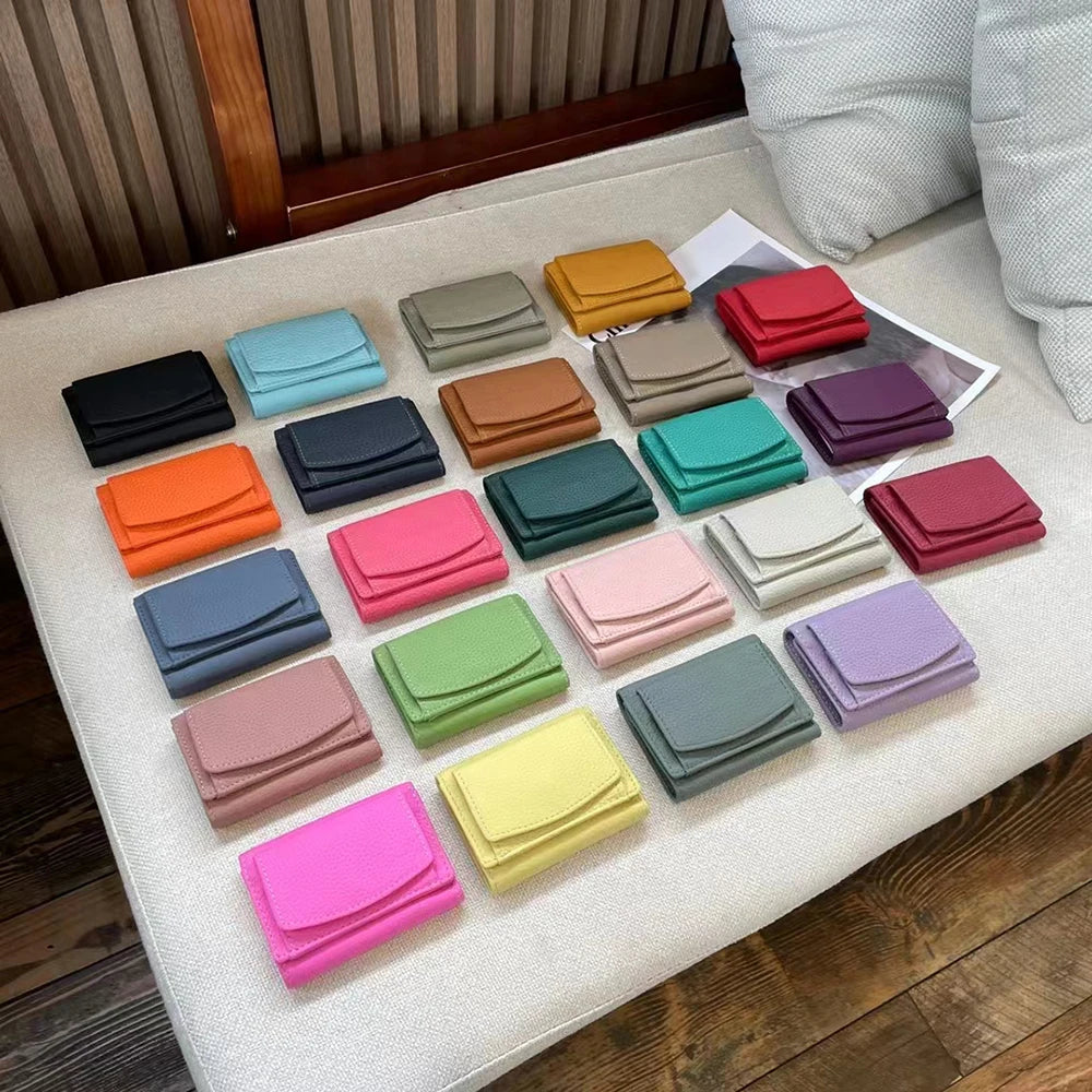 Personalize Small Women Wallet Custom Name Genuine Leather Female Coin Short Purse Fancy RFID Folded Lady Card Holder Money Bag