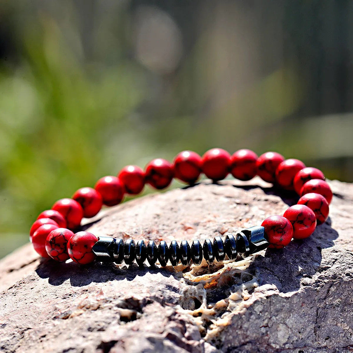 New Pink Natural Crystal Stone Stretch Bracelet Red Turquoises Beaded Men And Women Yoga Bracelet Jewelry Gift