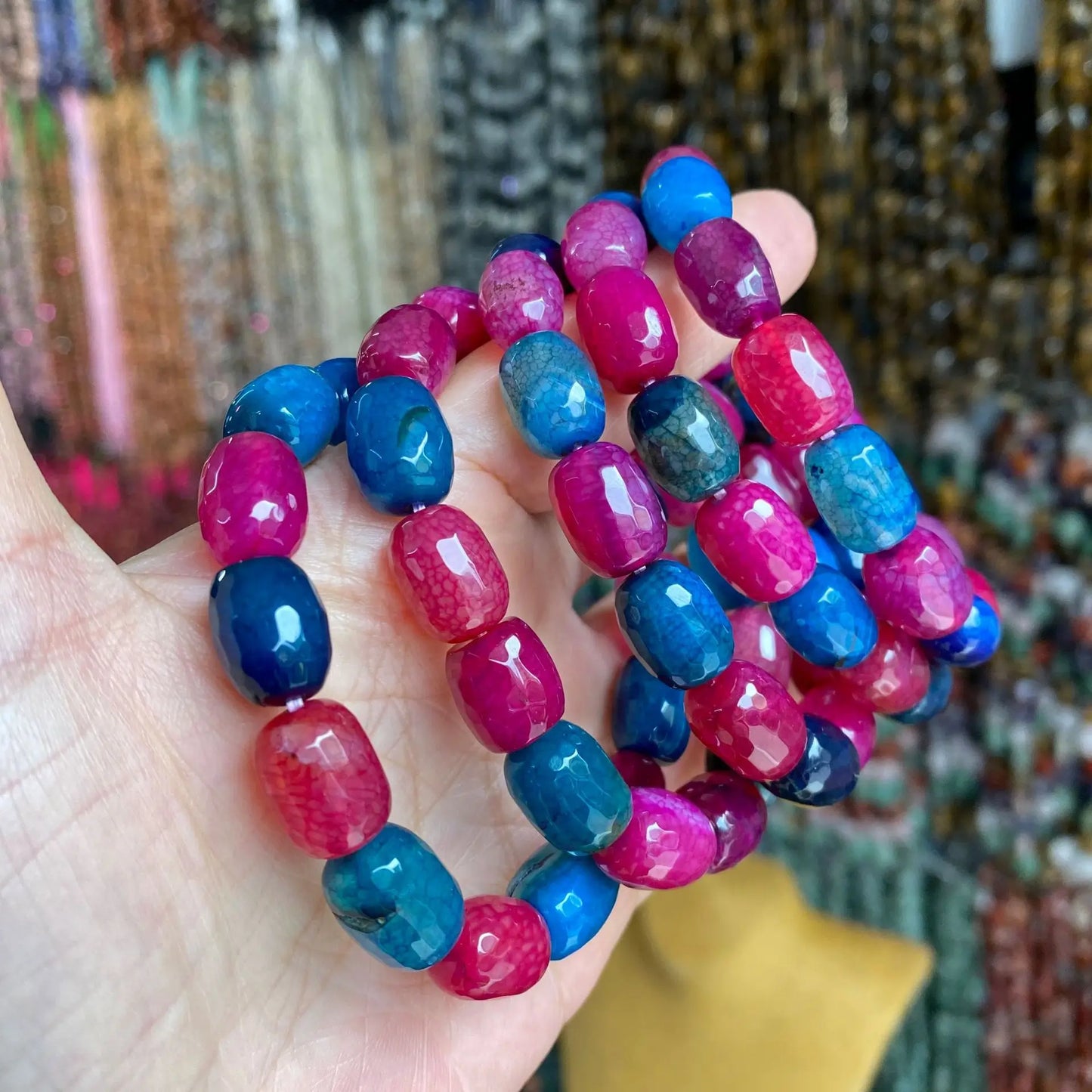 Hemasa Natural Stone 10*14MM Tourmaline Agate Beads Bracelets For Women