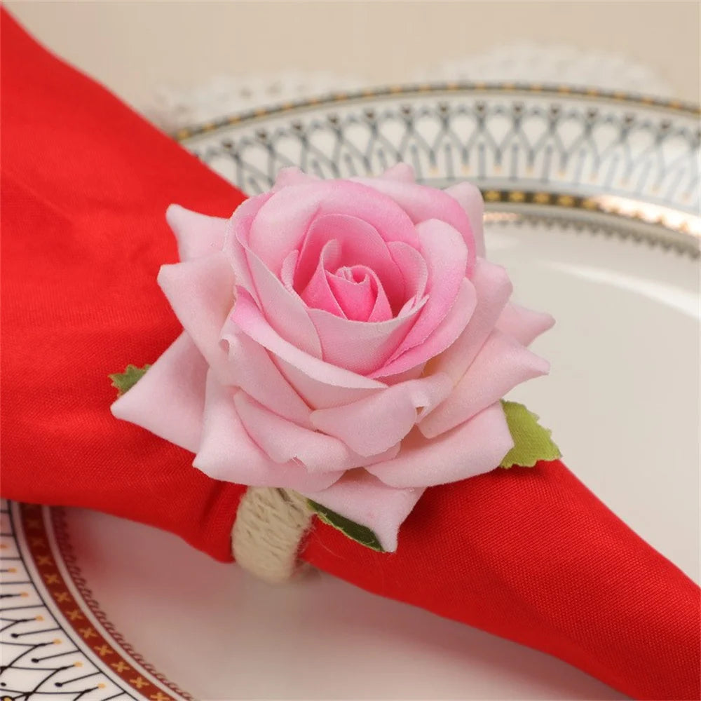 8PCS Sunflower Napkin Ring Raffia Handmade Daisy Flower Napkin Holder for Valentine Wedding Thanksgiving Party Table Decor HWF77