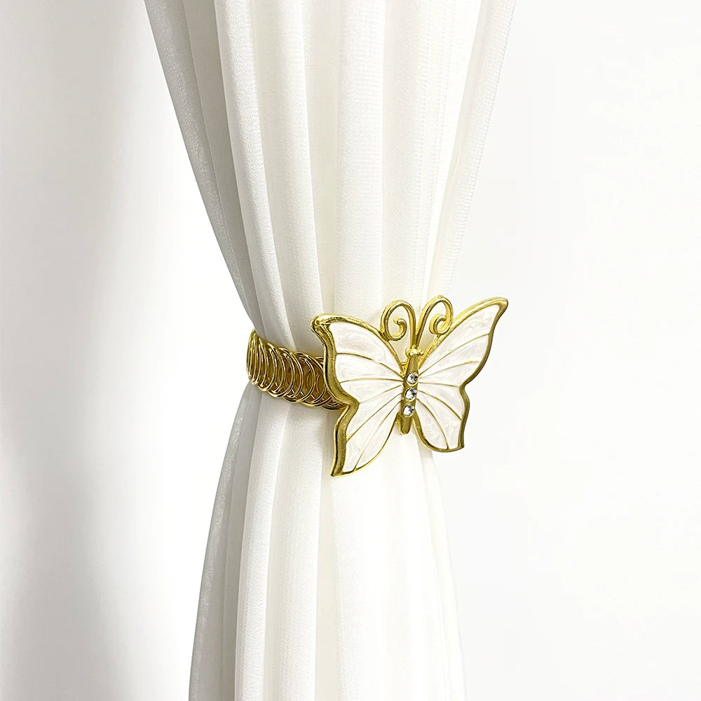 2Pcs Butterfly Curtain Tiebacks Durable Metal Curtain Buckles for Home Bedroom Office Decorative Curtain C03