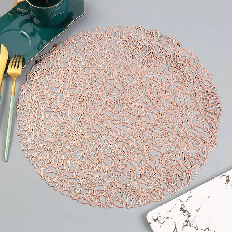 Hemasa Table Decoration Mats in Round Shape  PVC Placemat Set of 6