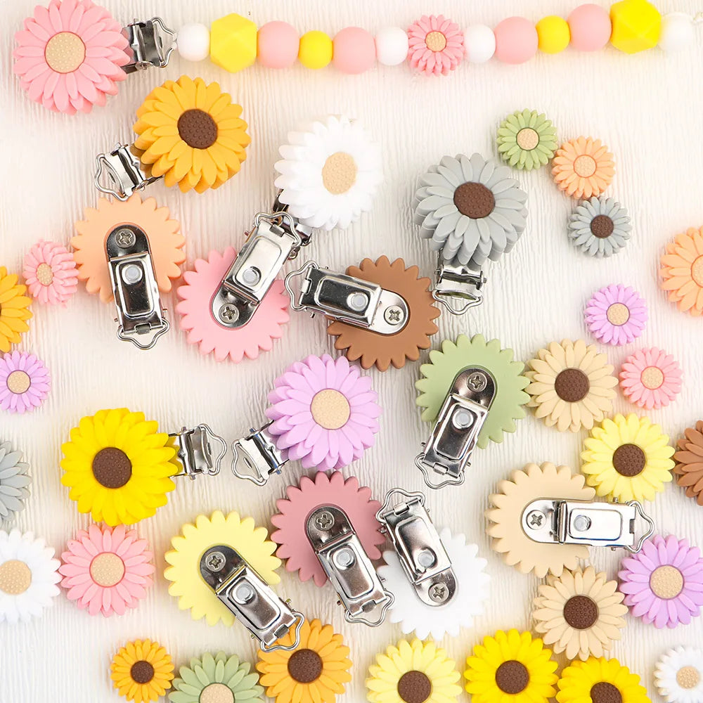 Silicone Flower Beads And Clips Are Suitable For BabyNipples DIY Necklaces Jewelry And Accessories
