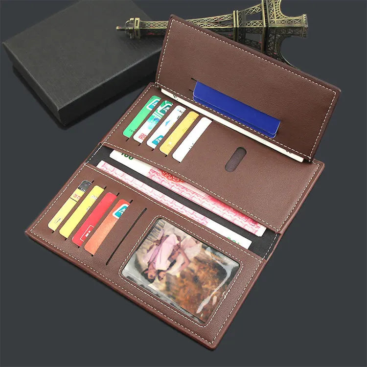 Wallet Men Luxury Leather Slim Long Purse Soft Leather Money Clip Multiple Card Slots Business Card Holder Men's Wallet