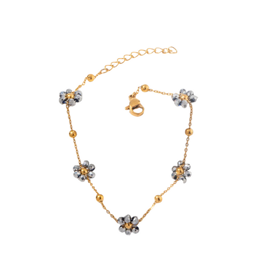 Hemasa Stainless Steel Bracelet For Women Grey Beaded Bracelet