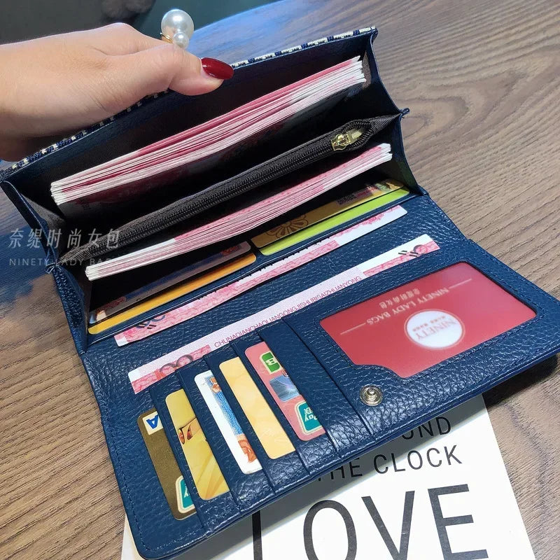 Hemasa Women's Long Leather  Wallet Large-capacity Phone Handbag Card Holder