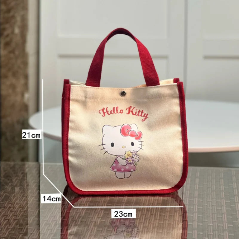 Sanrio Portable Handbags and Purses Hello Kitty Purses Melody Cosmetic Bag Kawaii Makeup Case Lunch Box Bag Handbag Organizer