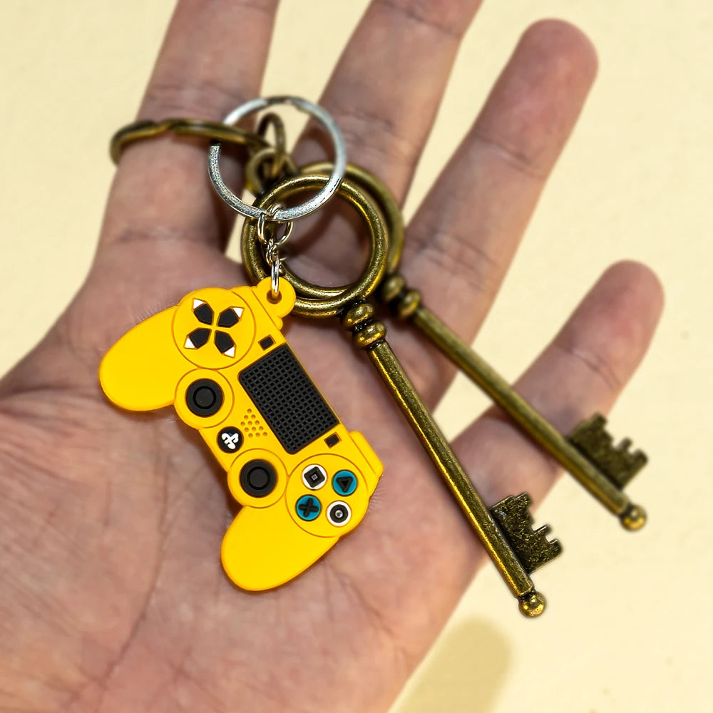 50PCS PVC Keychain Cute Gamepad Colorful Joystick Keyring Wholesale Custom Key Chain for Car Key Accessories Gadget for Man Gift