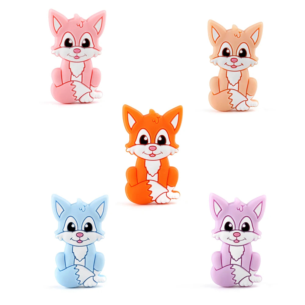 5/10 New Silicone Beads Animal Fox Shape Focal Beads For Jewelry Making DIY Bracelets Keychain Necklaces Jewelry Accessories