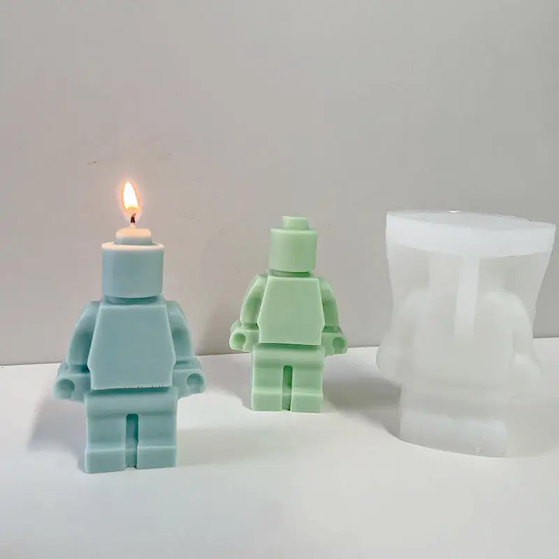 B0016 Home Decoration Christmas Gifts Craft Supplies DIY Lego Animal Cute Robot Silicone Candle Mold