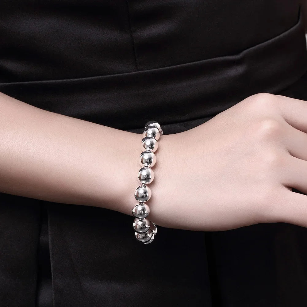 925 Sterling Silver Bracelet 10MM Buddha Beads Fashion Design Product Exquisite Jewelry High Quality Woman Wedding