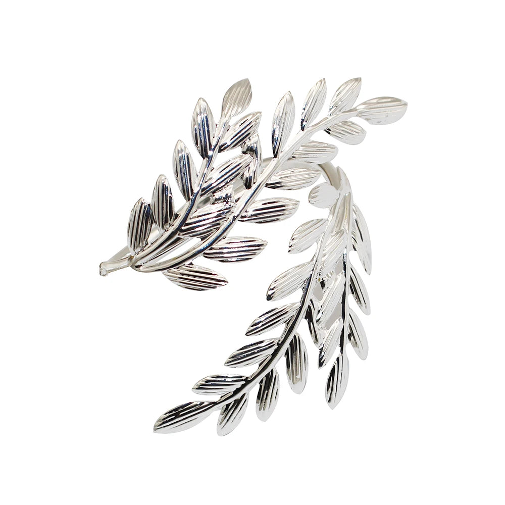 6Pcs Silver Leaf Napkin Rings Metal Napkin Rings Holder for Wedding Decorations Kitchen Dining Table Decor HWL88