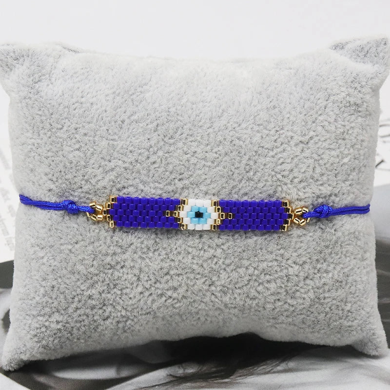 ZHONGVI Classic Delicate Miyuki Beads Bracelets for Women Multicolored Evil Eye Design Vacation Friendship Jewelry