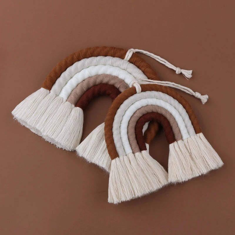 INS Hand-woven Rainbow Wall Hanging Ornaments Nordic Baby Bed Kids Room Decoration Nursery Decor Photo Props